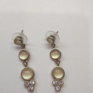 Alabaster and Rhinestone Drop Earrings